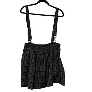 Hot Topic Womens Gray Plaid Skirt with Suspenders Size Large